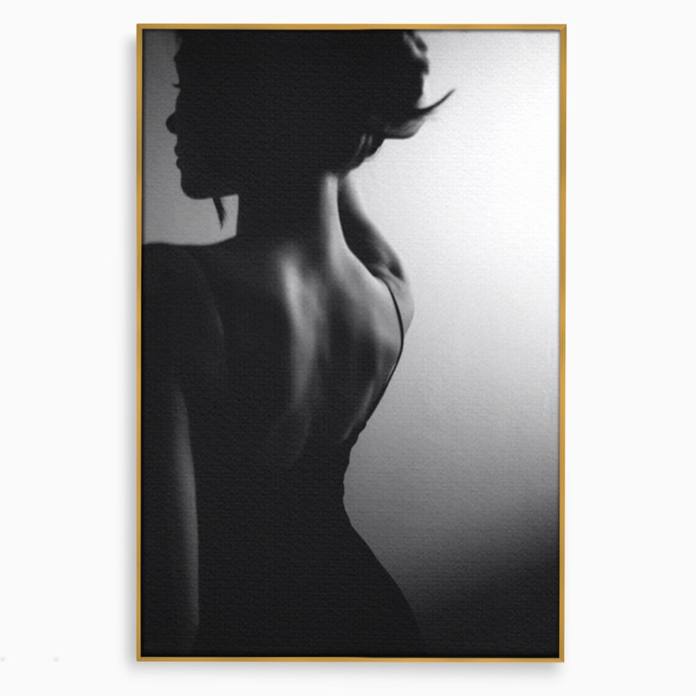 Tablou Canvas Premium, LuxCanva® P1021, Tentatie si Mister, Umbra, Silueta, Feminitate, Sexy, Seducator, Elegant, Monocrom, Dormitor, Living
