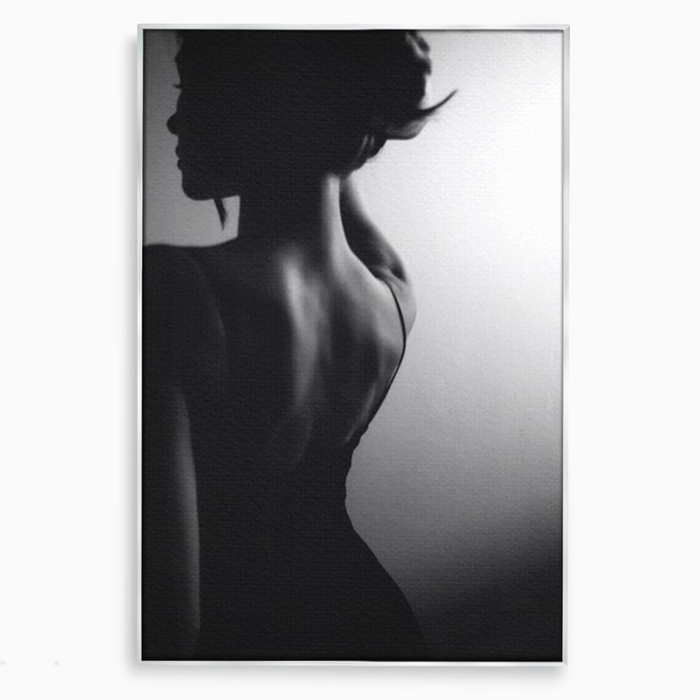 Tablou Canvas Premium, LuxCanva® P1021, Tentatie si Mister, Umbra, Silueta, Feminitate, Sexy, Seducator, Elegant, Monocrom, Dormitor, Living