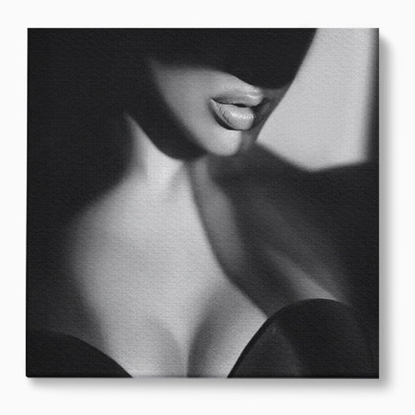 Tablou Canvas Premium, LuxCanva® P1022, Dorinte Nespuse, Sexy, Dorinta, Tentatie, Mister, Alb, Negru, Femeie, Senzualitate, Dormitor, Living