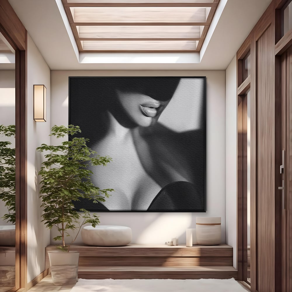 Tablou Canvas Premium, LuxCanva® P1022, Dorinte Nespuse, Sexy, Dorinta, Tentatie, Mister, Alb, Negru, Femeie, Senzualitate, Dormitor, Living