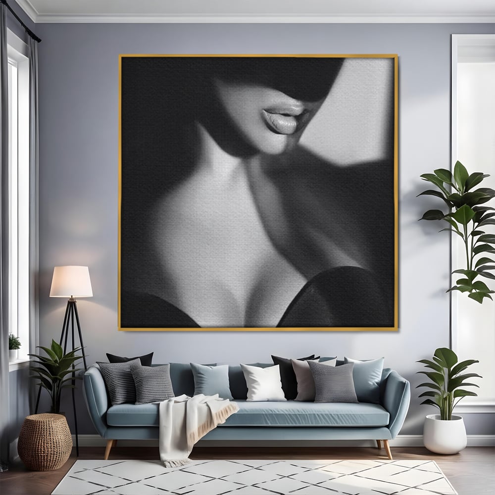 Tablou Canvas Premium, LuxCanva® P1022, Dorinte Nespuse, Sexy, Dorinta, Tentatie, Mister, Alb, Negru, Femeie, Senzualitate, Dormitor, Living