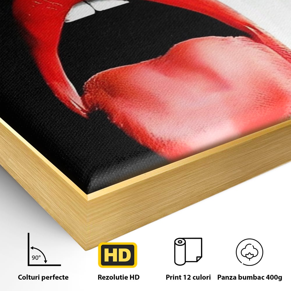 Leinwand Premium Canvas Wandbilder, LuxCanva® P1024, Geschmack der Begierde, Lippen, Lippenstift, Rot, Weiß, Schwarz, Provokativ, Leidenschaftlich, Versuchung, Kuss, Schlafzimmer, Wohnzimmer