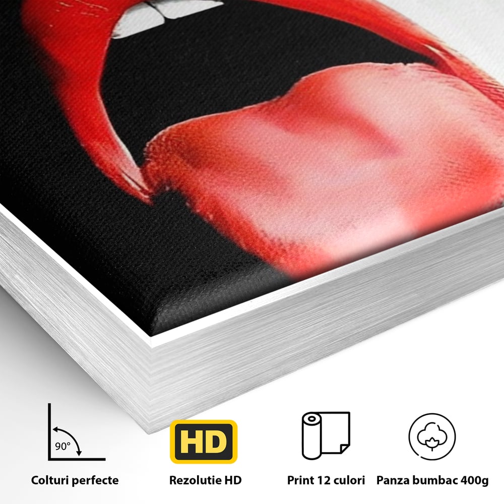 Leinwand Premium Canvas Wandbilder, LuxCanva® P1024, Geschmack der Begierde, Lippen, Lippenstift, Rot, Weiß, Schwarz, Provokativ, Leidenschaftlich, Versuchung, Kuss, Schlafzimmer, Wohnzimmer