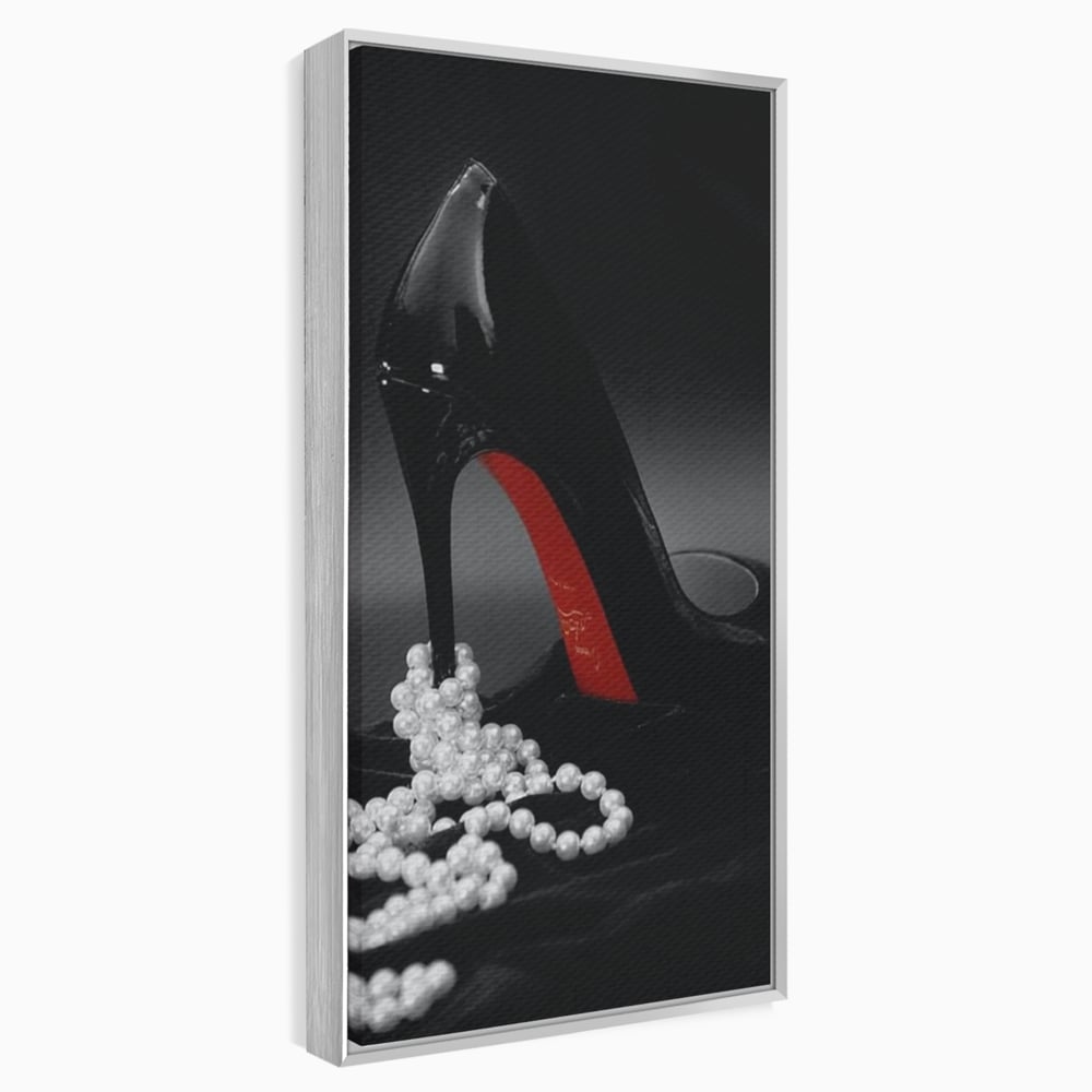 Tablou Canvas Premium, LuxCanva® P1025, In Urma unei Dame, Pantofi, Tocuri, Lux, Perle, Bijuterie, Catifea, Sexy, Feminin, Eleganta, Dormitor, Living
