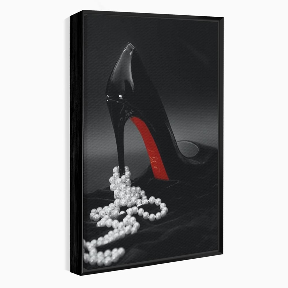 Tablou Canvas Premium, LuxCanva® P1025, In Urma unei Dame, Pantofi, Tocuri, Lux, Perle, Bijuterie, Catifea, Sexy, Feminin, Eleganta, Dormitor, Living