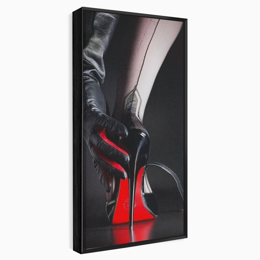 Tablou Canvas Premium, LuxCanva® P1026, Control pe Toc Inalt, Picior, Dresuri, Manusi, Tentatie, Sexy, Dorinta, Toc, Pantof, Feminitate, Dormitor, Living
