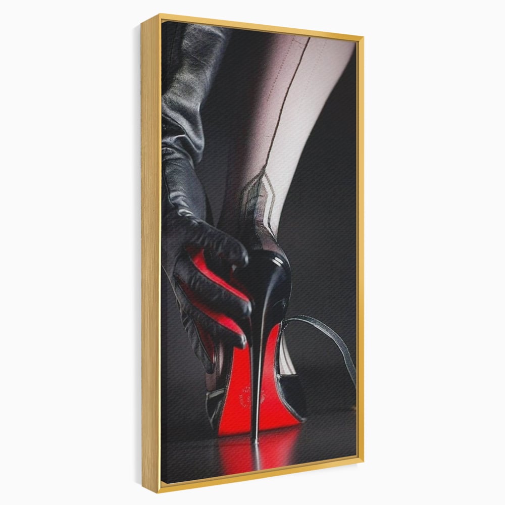 Tablou Canvas Premium, LuxCanva® P1026, Control pe Toc Inalt, Picior, Dresuri, Manusi, Tentatie, Sexy, Dorinta, Toc, Pantof, Feminitate, Dormitor, Living