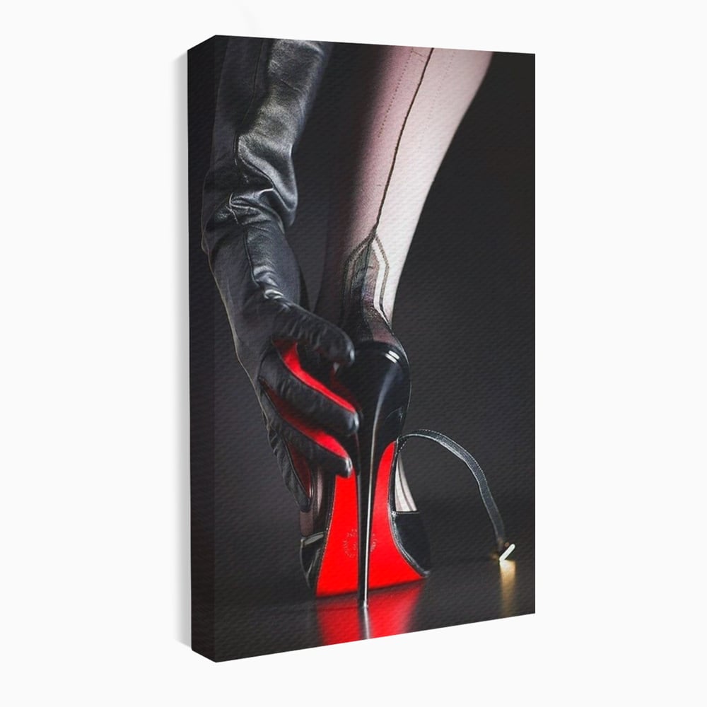 Tablou Canvas Premium, LuxCanva® P1026, Control pe Toc Inalt, Picior, Dresuri, Manusi, Tentatie, Sexy, Dorinta, Toc, Pantof, Feminitate, Dormitor, Living