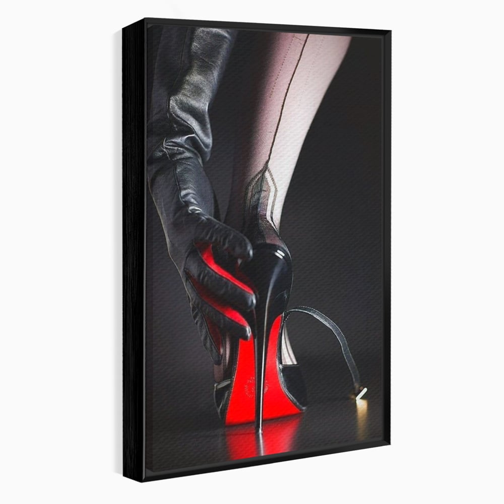 Tablou Canvas Premium, LuxCanva® P1026, Control pe Toc Inalt, Picior, Dresuri, Manusi, Tentatie, Sexy, Dorinta, Toc, Pantof, Feminitate, Dormitor, Living