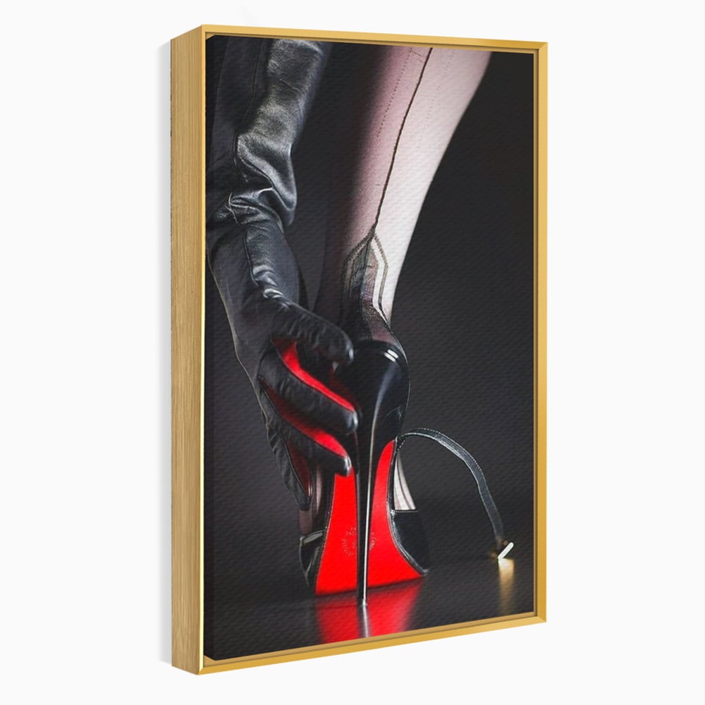 Tablou Canvas Premium, LuxCanva® P1026, Control pe Toc Inalt, Picior, Dresuri, Manusi, Tentatie, Sexy, Dorinta, Toc, Pantof, Feminitate, Dormitor, Living
