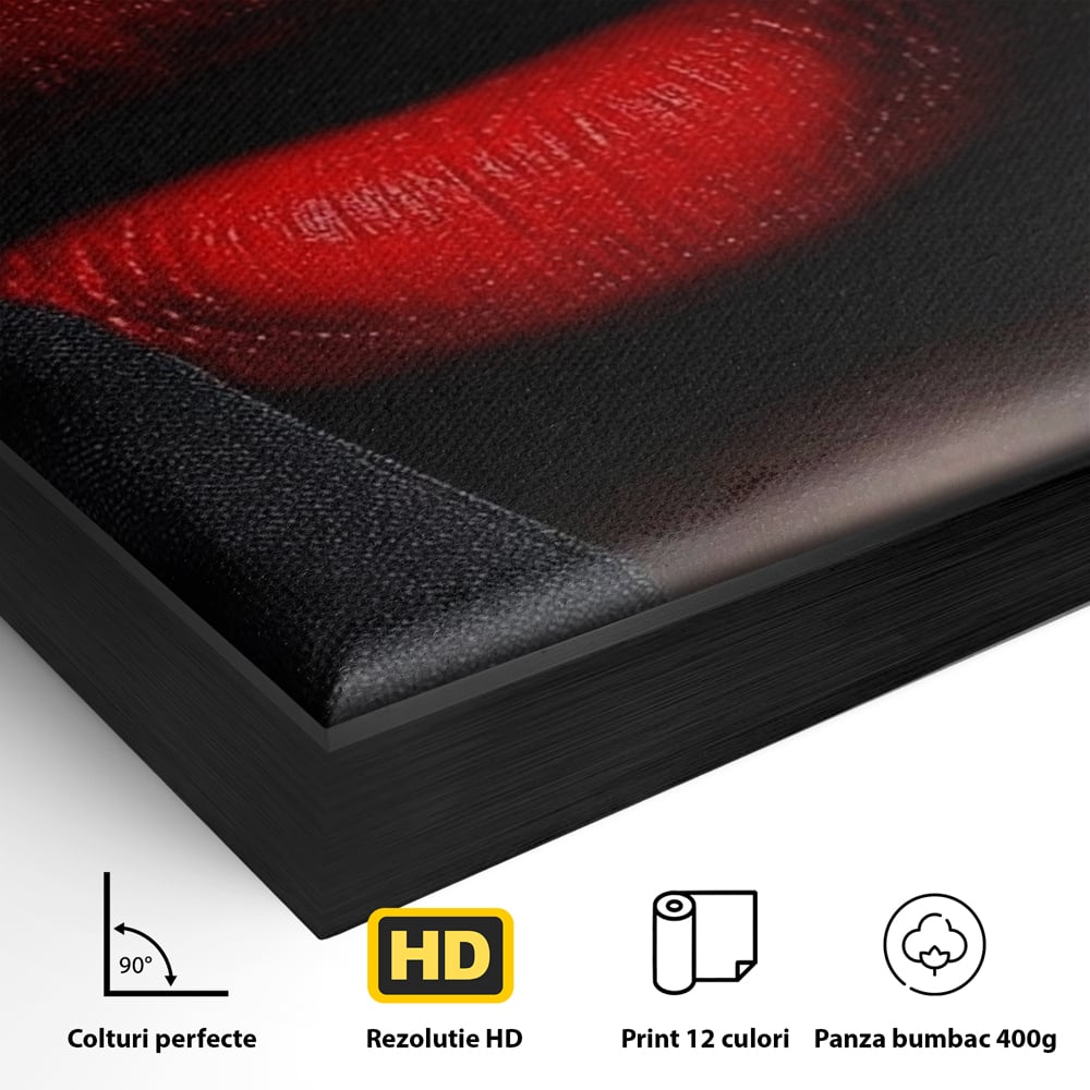 Tablou Canvas Premium, LuxCanva® P1027, Voalul Seductiei, Buze, Ruj, Rosu, Atractie, Pasional, Femeie, Mister, Sarut, Sexy, Dormitor, Living