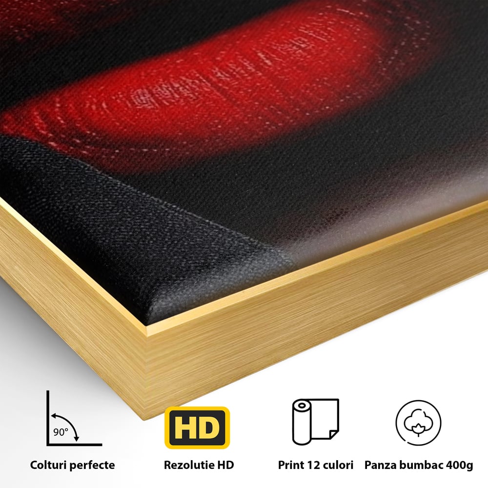 Tablou Canvas Premium, LuxCanva® P1027, Voalul Seductiei, Buze, Ruj, Rosu, Atractie, Pasional, Femeie, Mister, Sarut, Sexy, Dormitor, Living