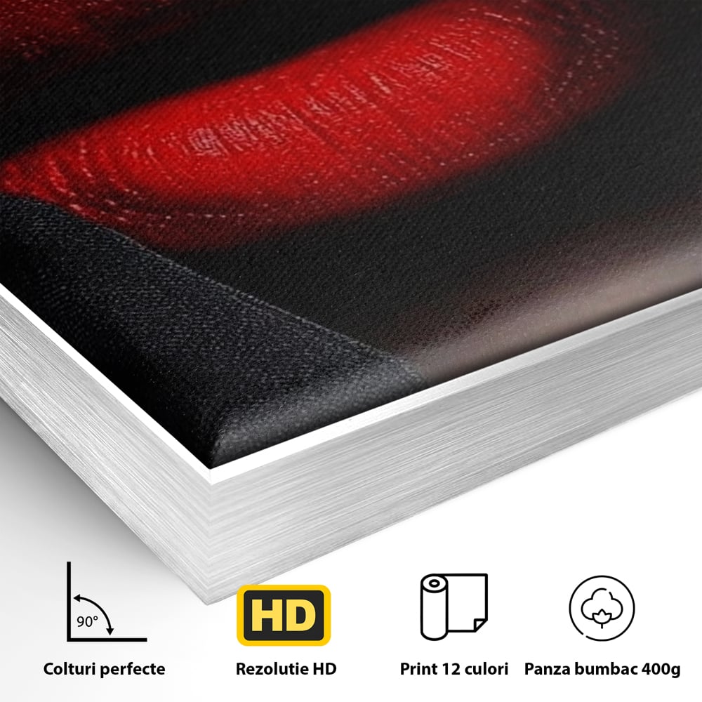 Tablou Canvas Premium, LuxCanva® P1027, Voalul Seductiei, Buze, Ruj, Rosu, Atractie, Pasional, Femeie, Mister, Sarut, Sexy, Dormitor, Living