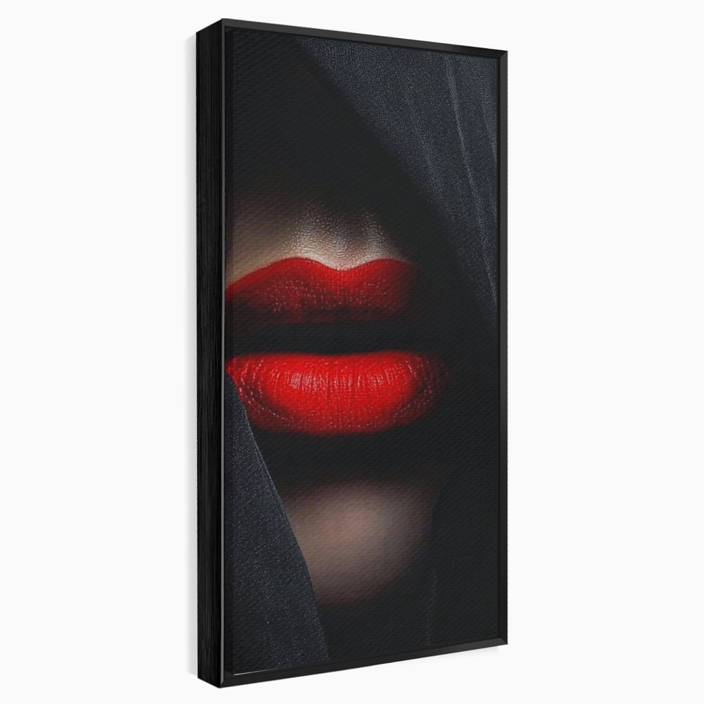 Tablou Canvas Premium, LuxCanva® P1027, Voalul Seductiei, Buze, Ruj, Rosu, Atractie, Pasional, Femeie, Mister, Sarut, Sexy, Dormitor, Living