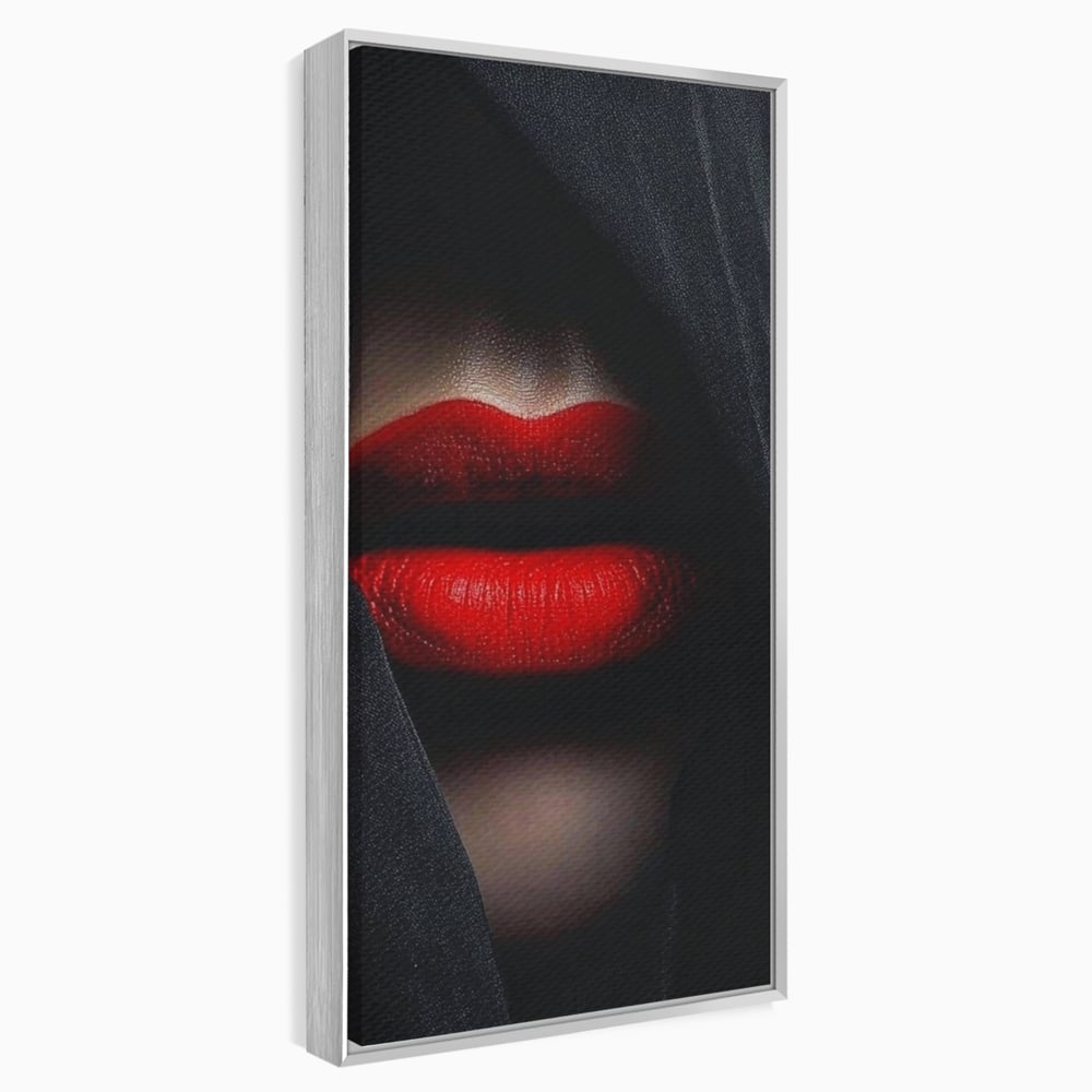Tablou Canvas Premium, LuxCanva® P1027, Voalul Seductiei, Buze, Ruj, Rosu, Atractie, Pasional, Femeie, Mister, Sarut, Sexy, Dormitor, Living
