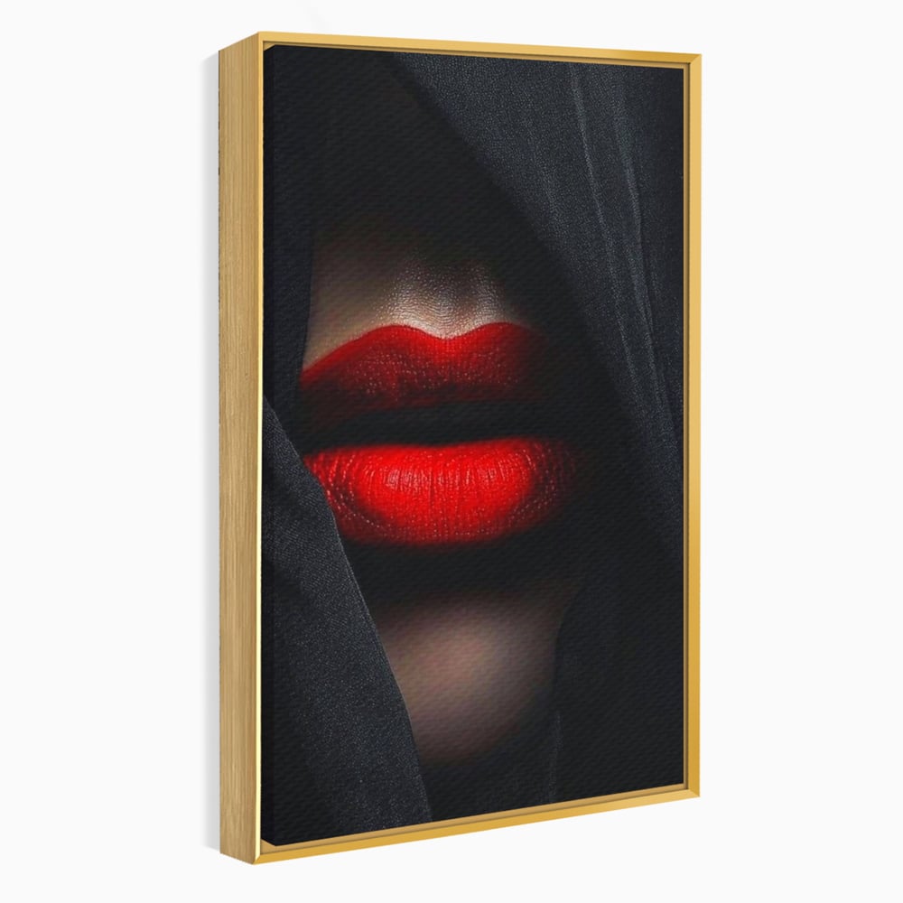 Tablou Canvas Premium, LuxCanva® P1027, Voalul Seductiei, Buze, Ruj, Rosu, Atractie, Pasional, Femeie, Mister, Sarut, Sexy, Dormitor, Living