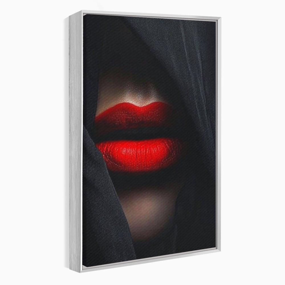 Tablou Canvas Premium, LuxCanva® P1027, Voalul Seductiei, Buze, Ruj, Rosu, Atractie, Pasional, Femeie, Mister, Sarut, Sexy, Dormitor, Living
