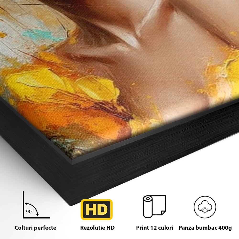 Tablou Canvas Premium, LuxCanva® P1028, Flacara Frumusetii, Flori, Frumusete, Seductie, Feminitate, Portret, Pictura, Sublim, Poetic, Dormitor, Living