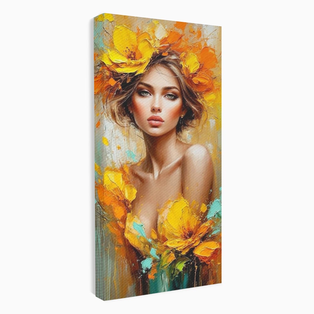 Tablou Canvas Premium, LuxCanva® P1028, Flacara Frumusetii, Flori, Frumusete, Seductie, Feminitate, Portret, Pictura, Sublim, Poetic, Dormitor, Living