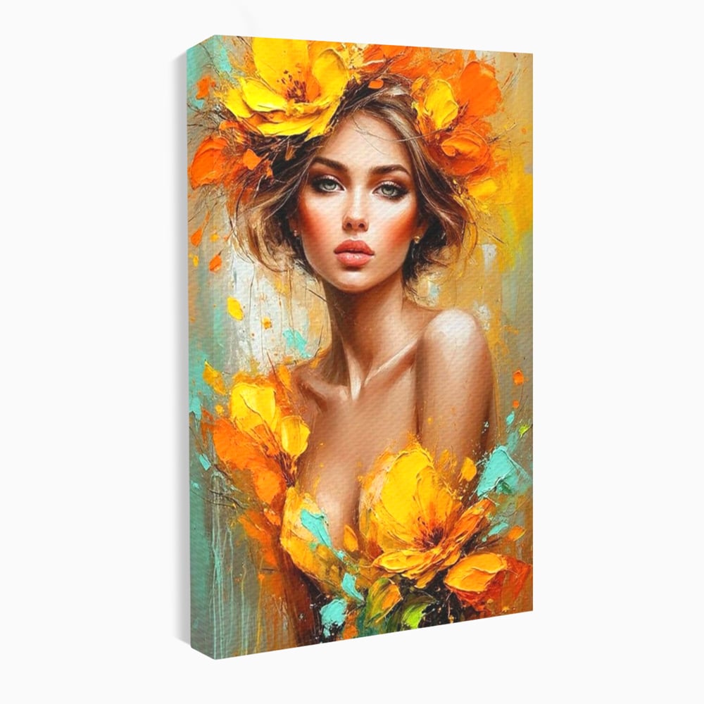 Tablou Canvas Premium, LuxCanva® P1028, Flacara Frumusetii, Flori, Frumusete, Seductie, Feminitate, Portret, Pictura, Sublim, Poetic, Dormitor, Living