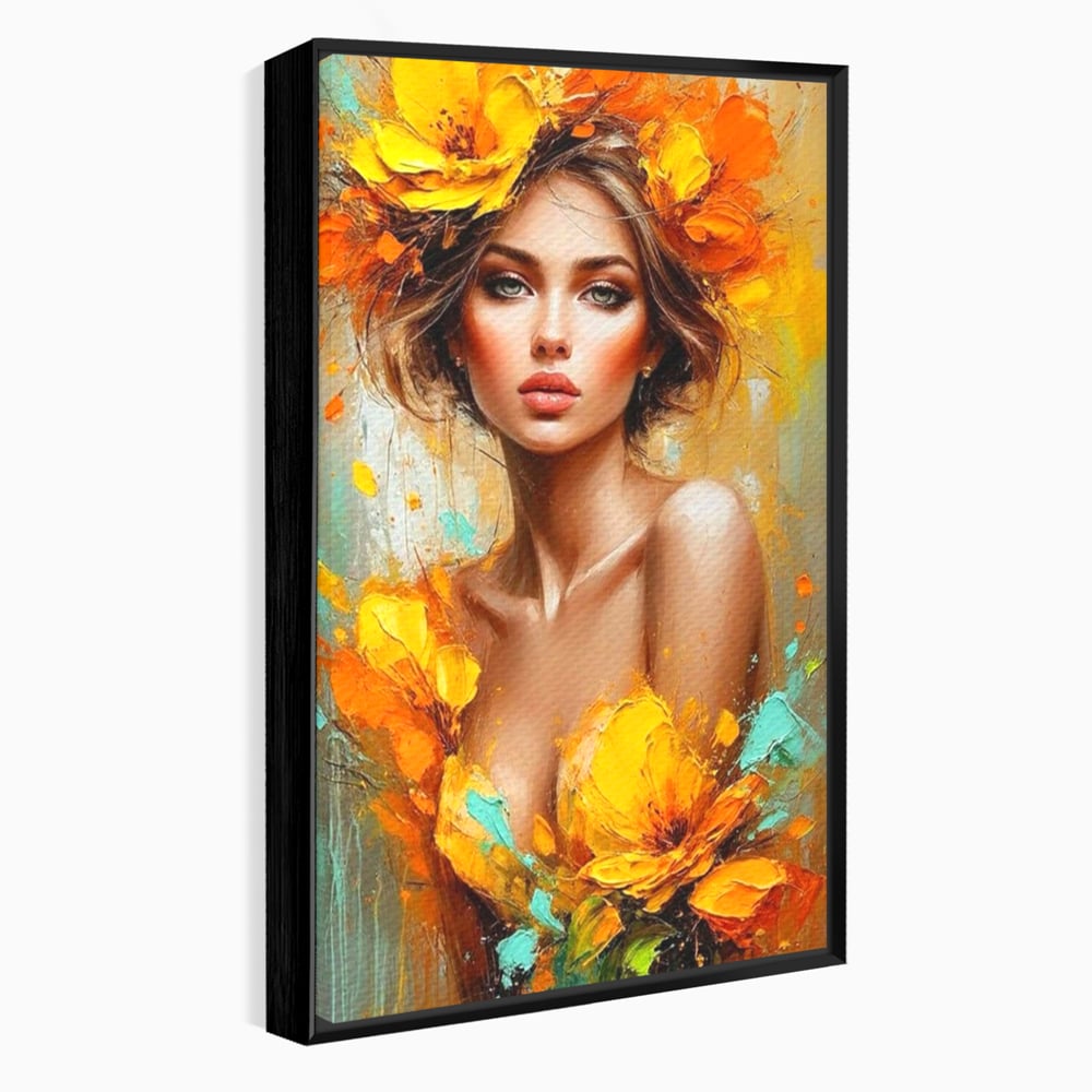 Tablou Canvas Premium, LuxCanva® P1028, Flacara Frumusetii, Flori, Frumusete, Seductie, Feminitate, Portret, Pictura, Sublim, Poetic, Dormitor, Living