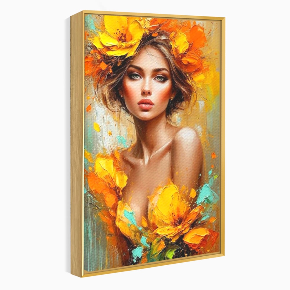 Tablou Canvas Premium, LuxCanva® P1028, Flacara Frumusetii, Flori, Frumusete, Seductie, Feminitate, Portret, Pictura, Sublim, Poetic, Dormitor, Living