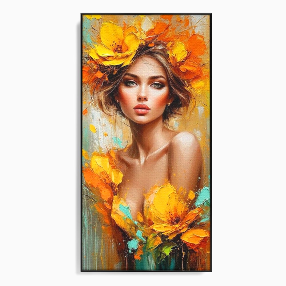 Tablou Canvas Premium, LuxCanva® P1028, Flacara Frumusetii, Flori, Frumusete, Seductie, Feminitate, Portret, Pictura, Sublim, Poetic, Dormitor, Living