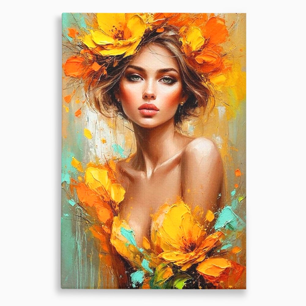 Tablou Canvas Premium, LuxCanva® P1028, Flacara Frumusetii, Flori, Frumusete, Seductie, Feminitate, Portret, Pictura, Sublim, Poetic, Dormitor, Living