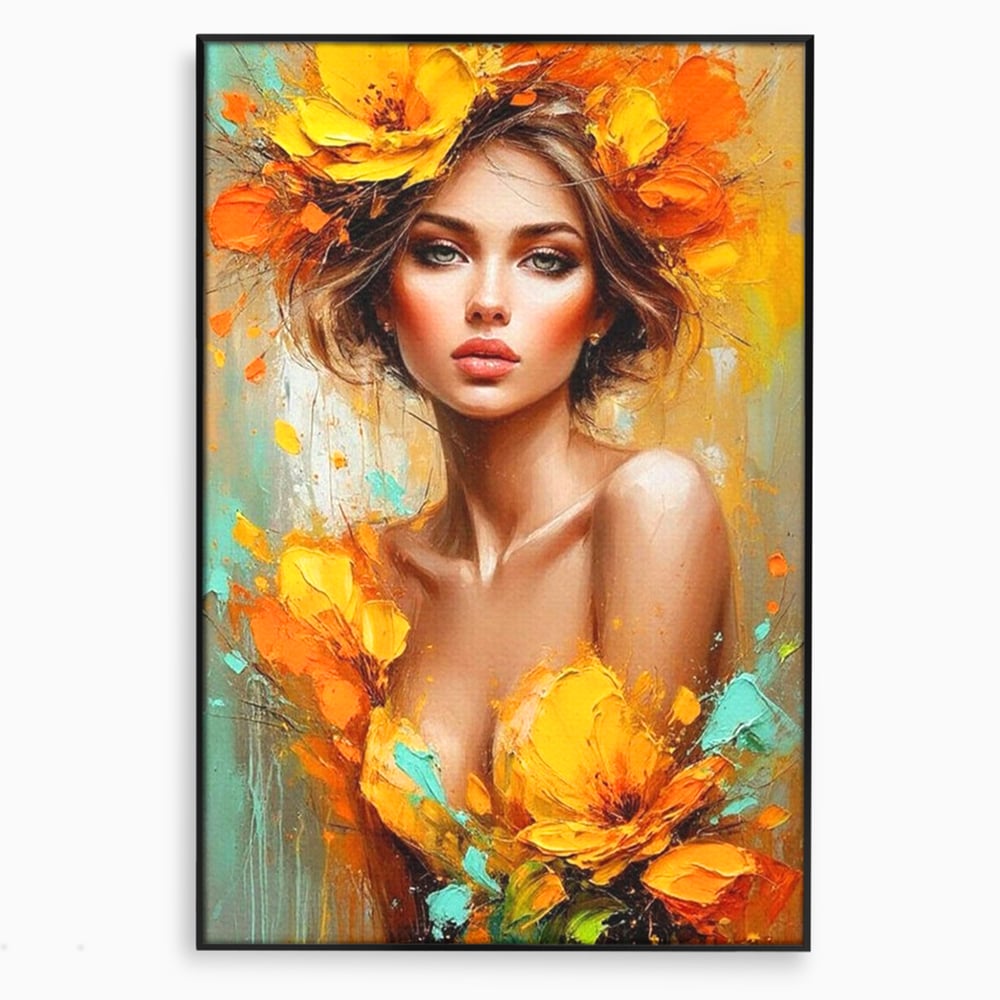 Tablou Canvas Premium, LuxCanva® P1028, Flacara Frumusetii, Flori, Frumusete, Seductie, Feminitate, Portret, Pictura, Sublim, Poetic, Dormitor, Living