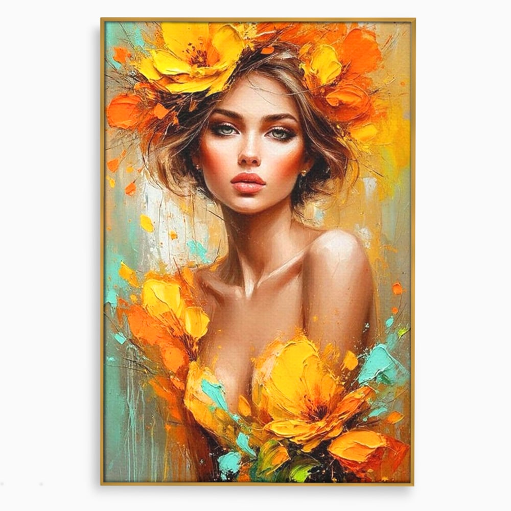 Tablou Canvas Premium, LuxCanva® P1028, Flacara Frumusetii, Flori, Frumusete, Seductie, Feminitate, Portret, Pictura, Sublim, Poetic, Dormitor, Living