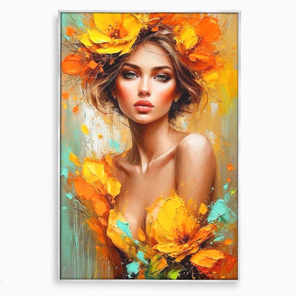Tablou Canvas Premium, LuxCanva® P1028, Flacara Frumusetii, Flori, Frumusete, Seductie, Feminitate, Portret, Pictura, Sublim, Poetic, Dormitor, Living