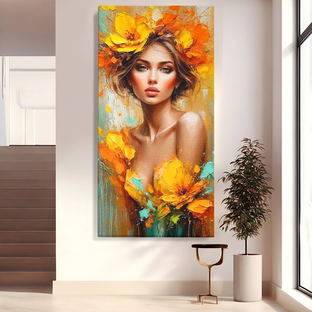 Tablou Canvas Premium, LuxCanva® P1028, Flacara Frumusetii, Flori, Frumusete, Seductie, Feminitate, Portret, Pictura, Sublim, Poetic, Dormitor, Living
