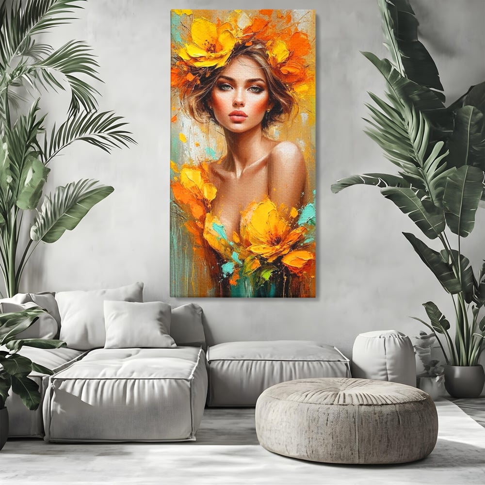 Tablou Canvas Premium, LuxCanva® P1028, Flacara Frumusetii, Flori, Frumusete, Seductie, Feminitate, Portret, Pictura, Sublim, Poetic, Dormitor, Living