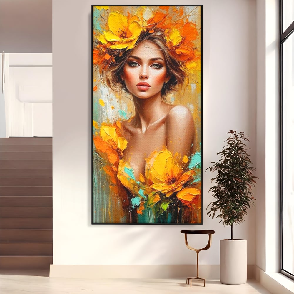 Tablou Canvas Premium, LuxCanva® P1028, Flacara Frumusetii, Flori, Frumusete, Seductie, Feminitate, Portret, Pictura, Sublim, Poetic, Dormitor, Living