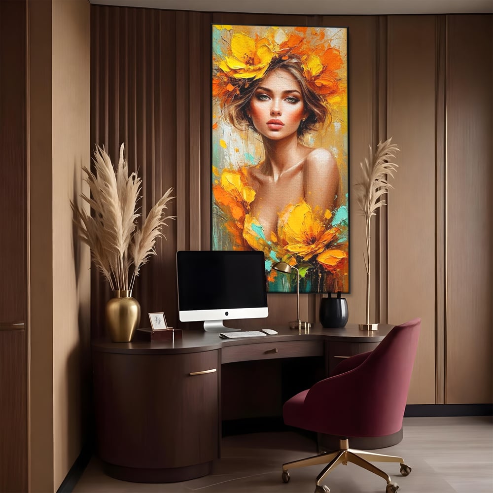Tablou Canvas Premium, LuxCanva® P1028, Flacara Frumusetii, Flori, Frumusete, Seductie, Feminitate, Portret, Pictura, Sublim, Poetic, Dormitor, Living