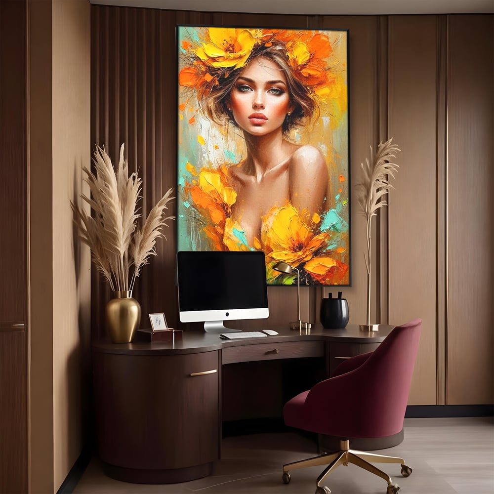 Tablou Canvas Premium, LuxCanva® P1028, Flacara Frumusetii, Flori, Frumusete, Seductie, Feminitate, Portret, Pictura, Sublim, Poetic, Dormitor, Living