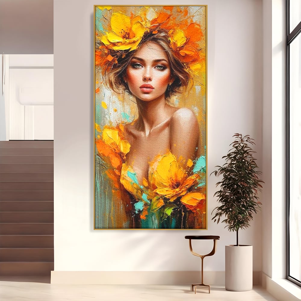 Tablou Canvas Premium, LuxCanva® P1028, Flacara Frumusetii, Flori, Frumusete, Seductie, Feminitate, Portret, Pictura, Sublim, Poetic, Dormitor, Living