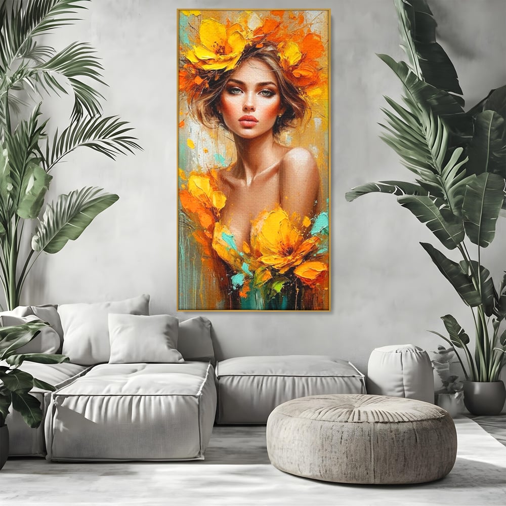 Tablou Canvas Premium, LuxCanva® P1028, Flacara Frumusetii, Flori, Frumusete, Seductie, Feminitate, Portret, Pictura, Sublim, Poetic, Dormitor, Living