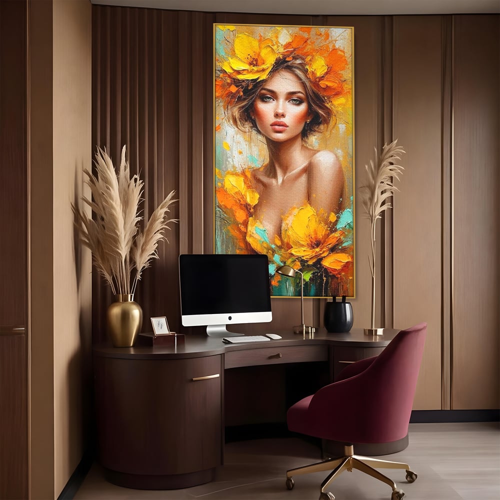 Tablou Canvas Premium, LuxCanva® P1028, Flacara Frumusetii, Flori, Frumusete, Seductie, Feminitate, Portret, Pictura, Sublim, Poetic, Dormitor, Living