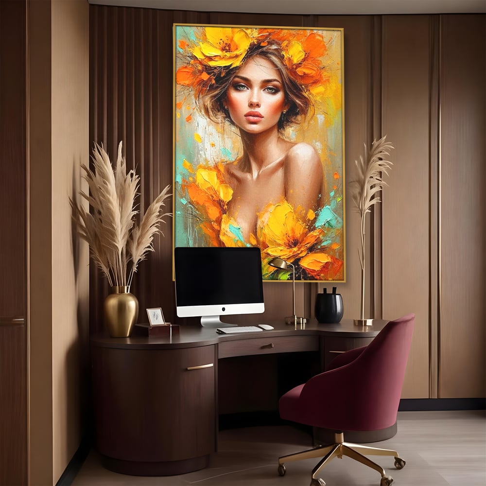 Tablou Canvas Premium, LuxCanva® P1028, Flacara Frumusetii, Flori, Frumusete, Seductie, Feminitate, Portret, Pictura, Sublim, Poetic, Dormitor, Living