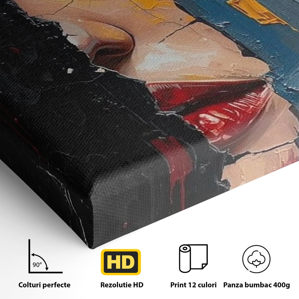 Tablou Canvas Premium, LuxCanva® P1029, Franturi de Dorinta, Privire, Misterios, Ochi, Albastru, Frumusete, Femeie, Magnetism, Dormitor, Living