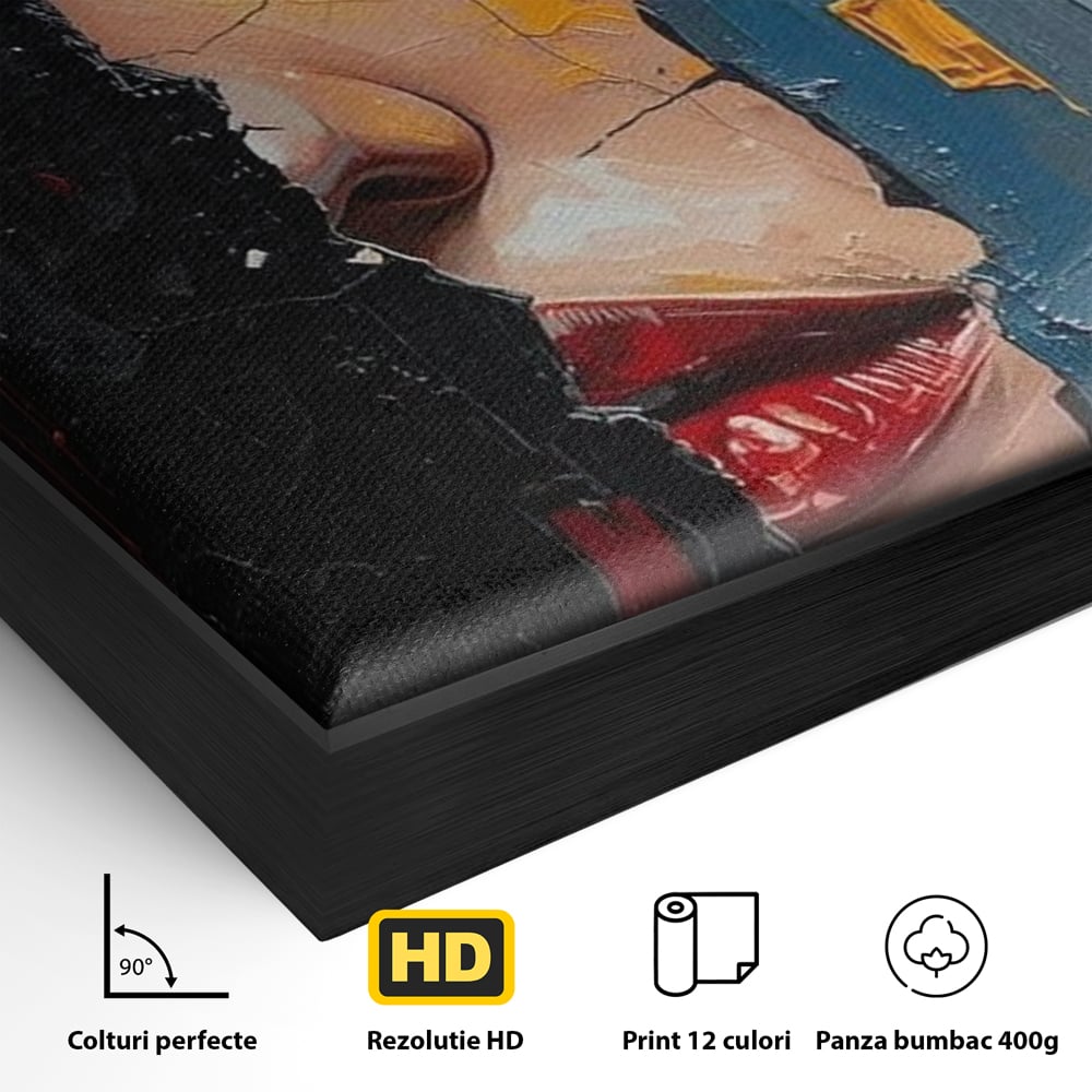 Tablou Canvas Premium, LuxCanva® P1029, Franturi de Dorinta, Privire, Misterios, Ochi, Albastru, Frumusete, Femeie, Magnetism, Dormitor, Living