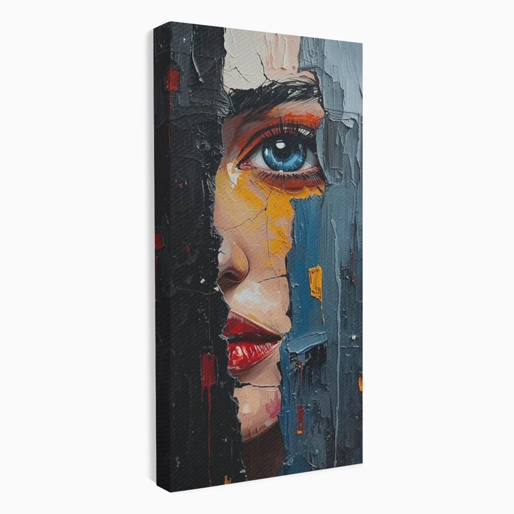 Tablou Canvas Premium, LuxCanva® P1029, Franturi de Dorinta, Privire, Misterios, Ochi, Albastru, Frumusete, Femeie, Magnetism, Dormitor, Living