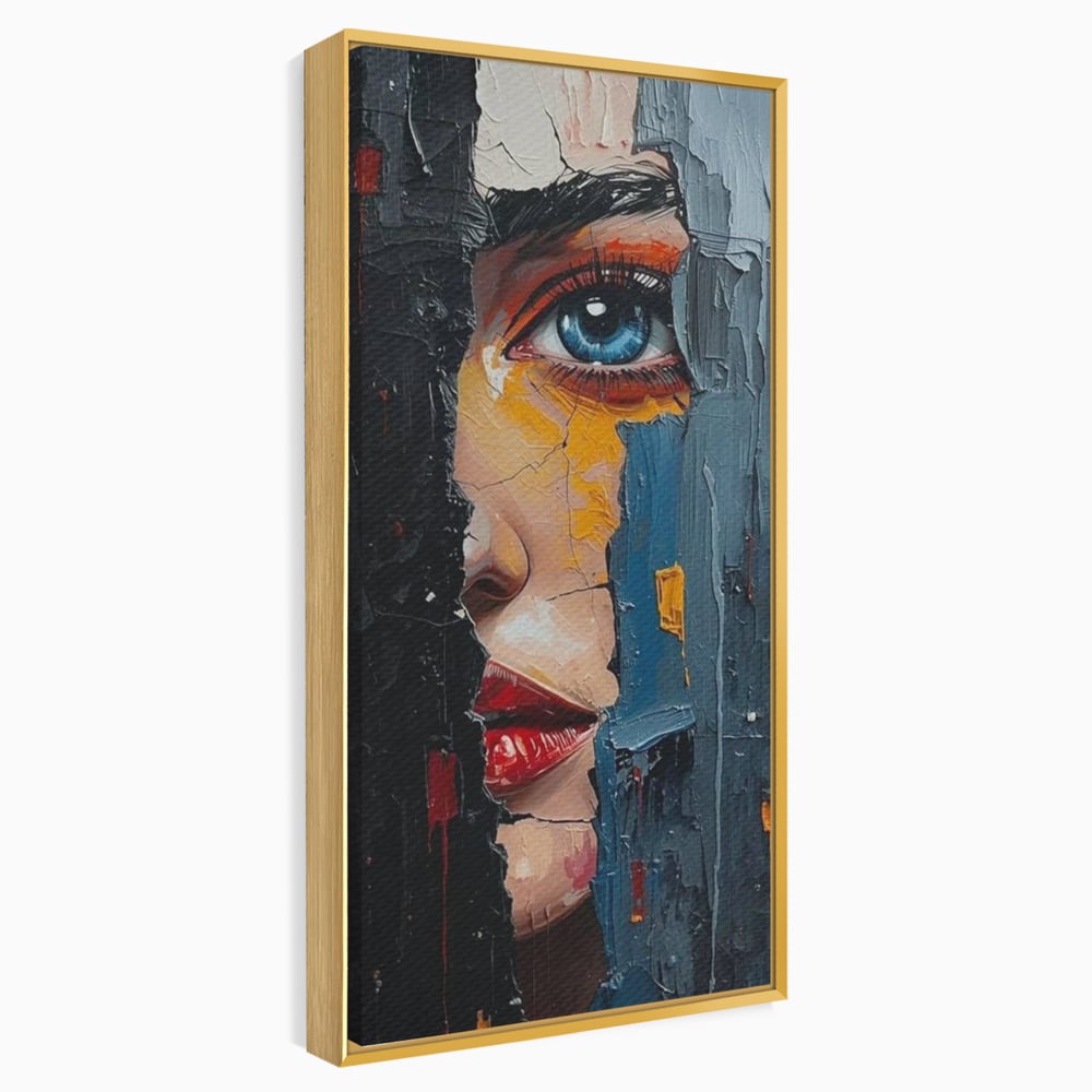 Tablou Canvas Premium, LuxCanva® P1029, Franturi de Dorinta, Privire, Misterios, Ochi, Albastru, Frumusete, Femeie, Magnetism, Dormitor, Living