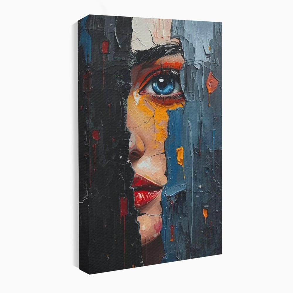 Tablou Canvas Premium, LuxCanva® P1029, Franturi de Dorinta, Privire, Misterios, Ochi, Albastru, Frumusete, Femeie, Magnetism, Dormitor, Living