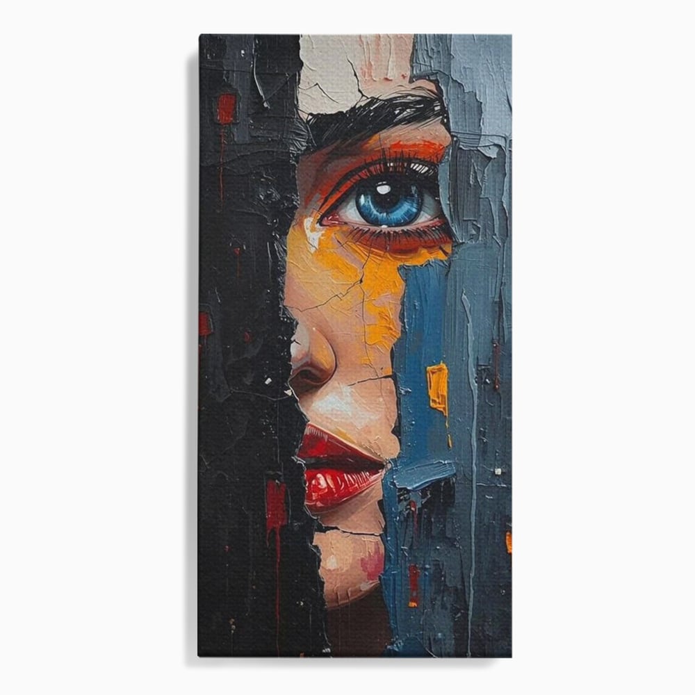 Tablou Canvas Premium, LuxCanva® P1029, Franturi de Dorinta, Privire, Misterios, Ochi, Albastru, Frumusete, Femeie, Magnetism, Dormitor, Living