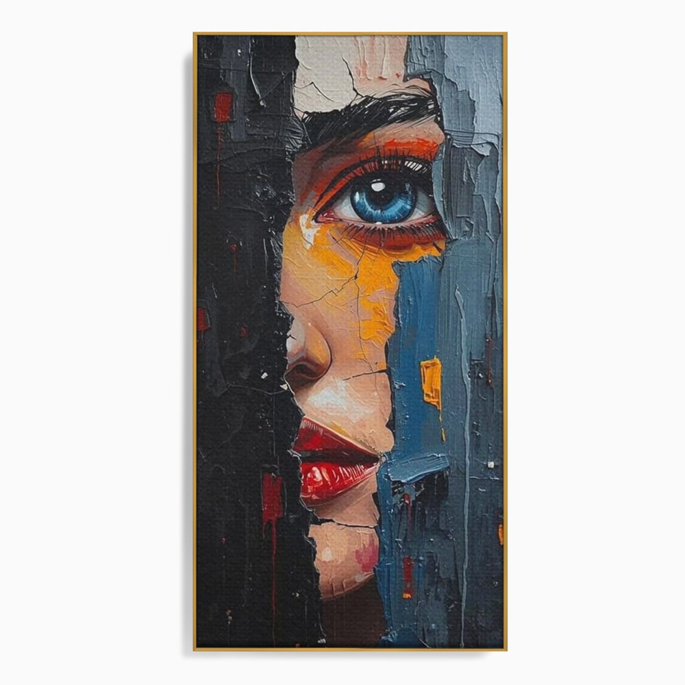 Tablou Canvas Premium, LuxCanva® P1029, Franturi de Dorinta, Privire, Misterios, Ochi, Albastru, Frumusete, Femeie, Magnetism, Dormitor, Living