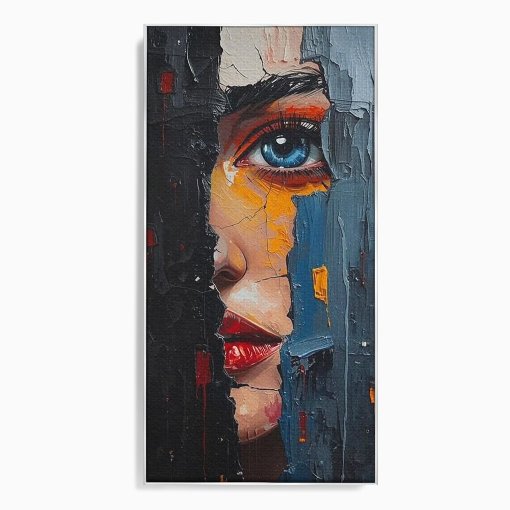 Tablou Canvas Premium, LuxCanva® P1029, Franturi de Dorinta, Privire, Misterios, Ochi, Albastru, Frumusete, Femeie, Magnetism, Dormitor, Living