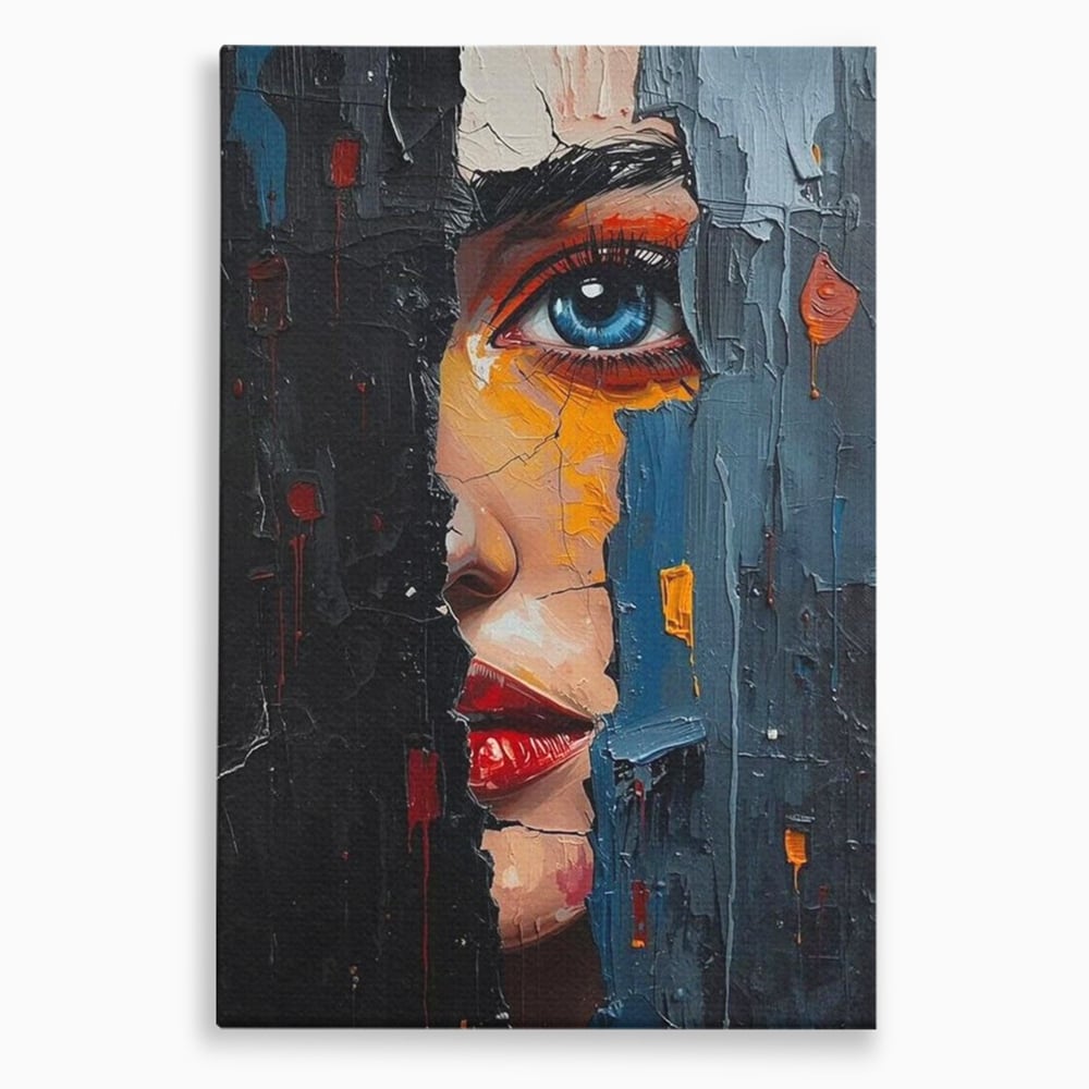 Tablou Canvas Premium, LuxCanva® P1029, Franturi de Dorinta, Privire, Misterios, Ochi, Albastru, Frumusete, Femeie, Magnetism, Dormitor, Living