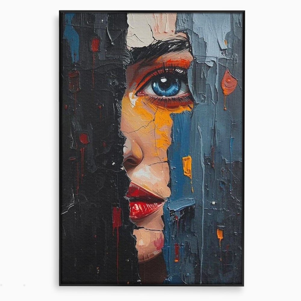 Tablou Canvas Premium, LuxCanva® P1029, Franturi de Dorinta, Privire, Misterios, Ochi, Albastru, Frumusete, Femeie, Magnetism, Dormitor, Living